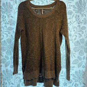 Free People Greenish Brown Knit Sweater